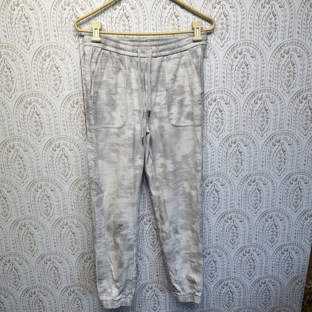 Athleta Farallon Printed Jogger Women 4 Grey Camo Cotton Blend Stretch Pockets